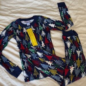 Hanna Andersson Navy Festive Tree Pajama Set
